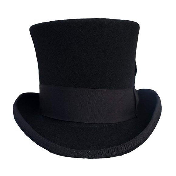 100% Wool Authentic Tuxedo Top Hat Men's , Black, Victorian Halloween Hat - Picture 6 of 7